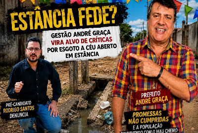 Gestão André Graça vira alvo de críticas por esgoto a céu aberto em Estância