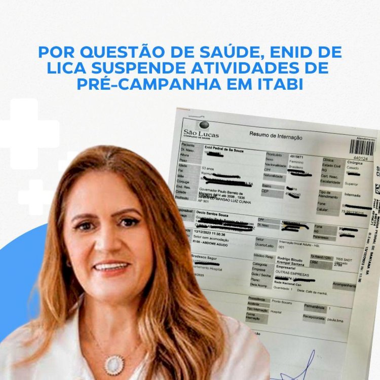 Por questão de saúde, Enid de Lica suspende atividades de pré-campanha em Itabi             